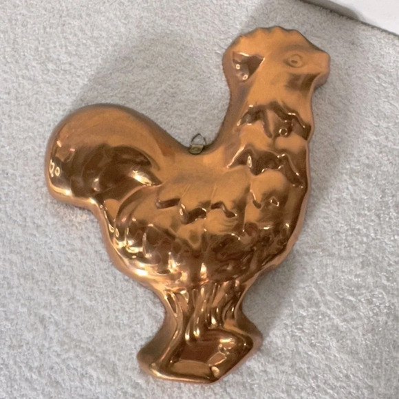 Vintage Copper Jelly Mold Food  Mold Rooster Design Wall Decor - Picture 1 of 11